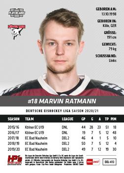 2020-21 Playercards (DEL) #DEL-413 Marvin Ratmann Back
