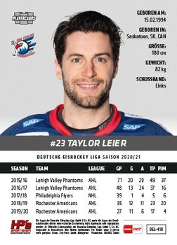 2020-21 Playercards (DEL) #DEL-418 Taylor Leier Back