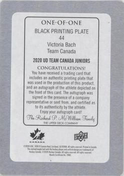 2020-21 Upper Deck Team Canada Juniors - Printing Plates Black #44 Victoria Bach Back