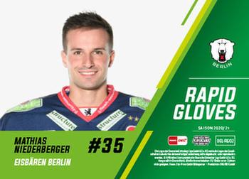2020-21 Playercards (DEL) - Rapid Gloves #DEL-RG02 Mathias Niederberger Back