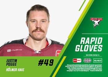 2020-21 Playercards (DEL) - Rapid Gloves #DEL-RG07 Justin Pogge Back