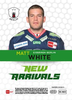 2020-21 Playercards (DEL) - New Arrivals #DEL-NA02 Matt White Back