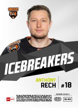 2020-21 Playercards (DEL) - IceBreakers #DEL-IB14 Anthony Rech Back