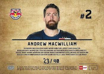 2020-21 Playercards (DEL) - Signature Jersey Cards #SJ-10 Andrew MacWilliam Back