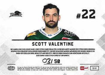 2020-21 Playercards (DEL) - Stick Cards #SC-01 Scott Valentine Back