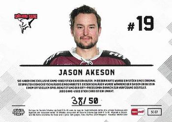 2020-21 Playercards (DEL) - Stick Cards #SC-07 Jason Akeson Back