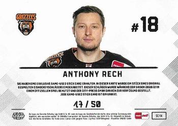 2020-21 Playercards (DEL) - Stick Cards #SC-14 Anthony Rech Back