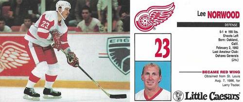 1989-90 Little Caesars Detroit Red Wings #NNO Lee Norwood Front