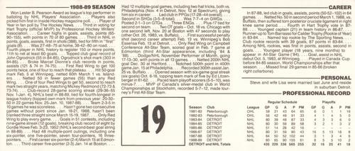 1989-90 Little Caesars Detroit Red Wings #NNO Steve Yzerman Back