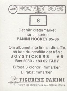 1985-86 Panini Hockey Elitserien (Swedish) Stickers #8 Björn Hellman Back