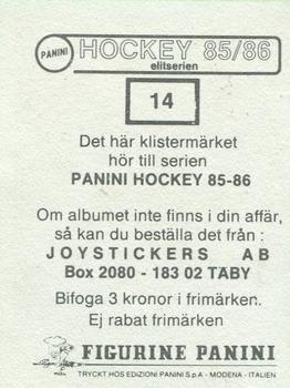 1985-86 Panini Hockey Elitserien (Swedish) Stickers #14 Team Back