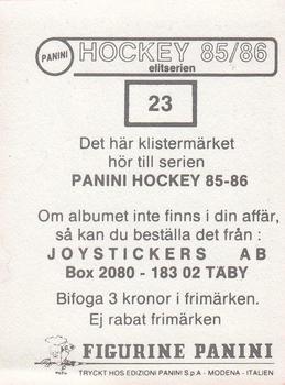1985-86 Panini Hockey Elitserien (Swedish) Stickers #23 Team Back