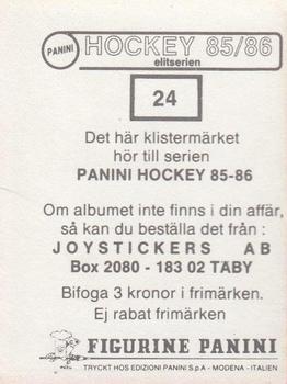 1985-86 Panini Hockey Elitserien (Swedish) Stickers #24 Team Back