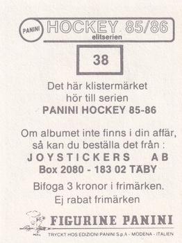 1985-86 Panini Hockey Elitserien (Swedish) Stickers #38 Ulf Dahlen Back
