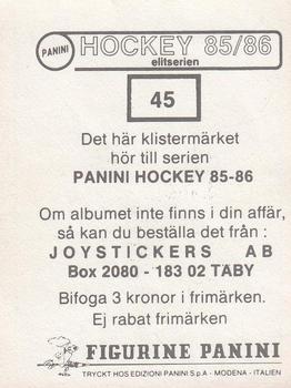 1985-86 Panini Hockey Elitserien (Swedish) Stickers #45 Logo Back