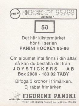 1985-86 Panini Hockey Elitserien (Swedish) Stickers #50 Lars Ivarsson Back