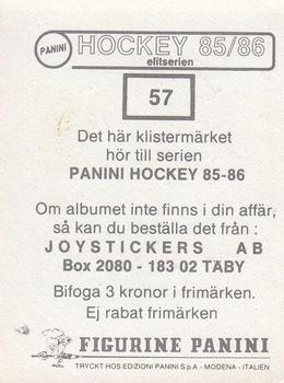 1985-86 Panini Hockey Elitserien (Swedish) Stickers #57 Team Back