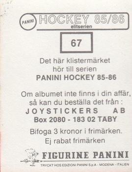 1985-86 Panini Hockey Elitserien (Swedish) Stickers #67 Team1 Back