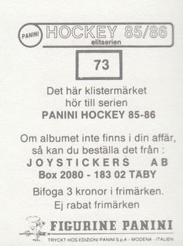 1985-86 Panini Hockey Elitserien (Swedish) Stickers #73 Arto Blomsten Back