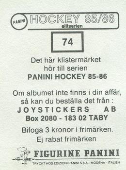 1985-86 Panini Hockey Elitserien (Swedish) Stickers #74 Stefan Perlström Back