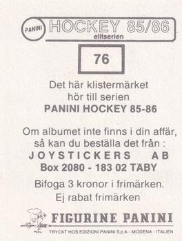 1985-86 Panini Hockey Elitserien (Swedish) Stickers #76 Tommy Albelin Back
