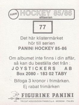 1985-86 Panini Hockey Elitserien (Swedish) Stickers #77 Jens Öhling Back