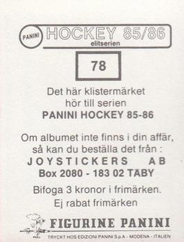 1985-86 Panini Hockey Elitserien (Swedish) Stickers #78 Peter Nilsson Back