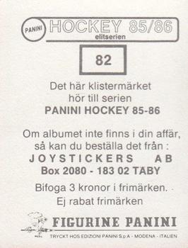 1985-86 Panini Hockey Elitserien (Swedish) Stickers #82 Tommy Mörth Back