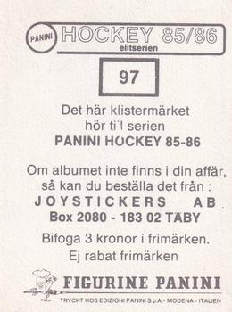 1985-86 Panini Hockey Elitserien (Swedish) Stickers #97 Fredrik Olausson Back