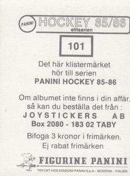 1985-86 Panini Hockey Elitserien (Swedish) Stickers #101 Team Back