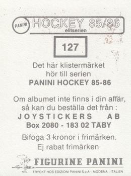 1985-86 Panini Hockey Elitserien (Swedish) Stickers #127 Ove Olsson Back