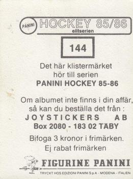 1985-86 Panini Hockey Elitserien (Swedish) Stickers #144 Team Back