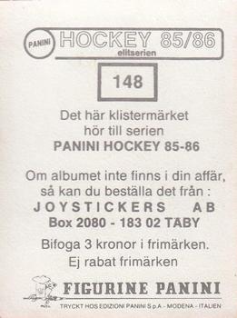1985-86 Panini Hockey Elitserien (Swedish) Stickers #148 Ulf Skoglund Back