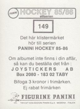 1985-86 Panini Hockey Elitserien (Swedish) Stickers #149 Ove Olsson Back