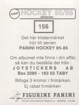 1985-86 Panini Hockey Elitserien (Swedish) Stickers #156 Robert Skoog Back