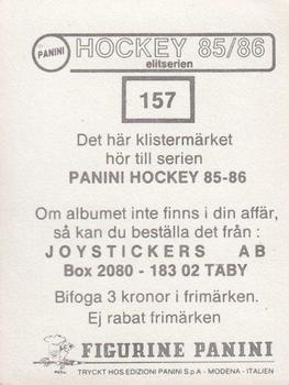 1985-86 Panini Hockey Elitserien (Swedish) Stickers #157 Lars Modig Back