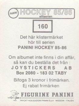 1985-86 Panini Hockey Elitserien (Swedish) Stickers #160 Robert Nordmark Back