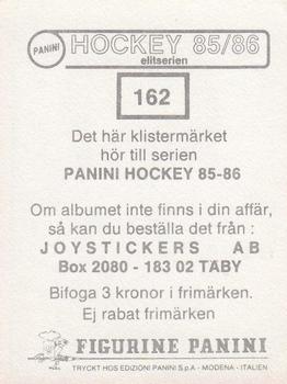 1985-86 Panini Hockey Elitserien (Swedish) Stickers #162 Lars Lindgren Back