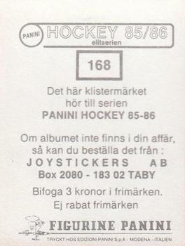 1985-86 Panini Hockey Elitserien (Swedish) Stickers #168 Johan Strömvall Back