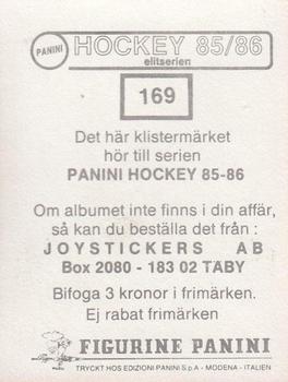 1985-86 Panini Hockey Elitserien (Swedish) Stickers #169 Juha Nurmi Back
