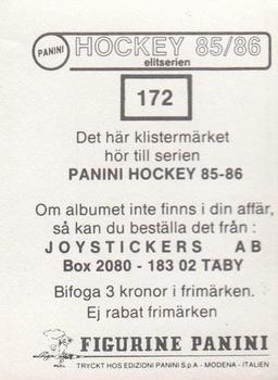 1985-86 Panini Hockey Elitserien (Swedish) Stickers #172 Jari Lindgren Back