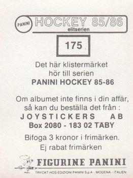 1985-86 Panini Hockey Elitserien (Swedish) Stickers #175 Logo Back
