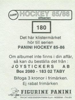 1985-86 Panini Hockey Elitserien (Swedish) Stickers #180 Bert-Roland Näslund Back