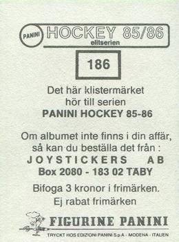 1985-86 Panini Hockey Elitserien (Swedish) Stickers #186 Hans Wallin Back