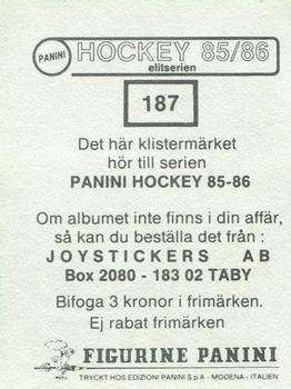1985-86 Panini Hockey Elitserien (Swedish) Stickers #187 Team Back