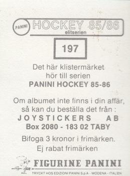 1985-86 Panini Hockey Elitserien (Swedish) Stickers #197 Team Back