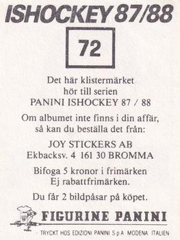 1987-88 Panini Ishockey (Swedish) Stickers #72 Arto Blomsten Back
