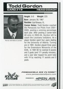 2009-10 Choice Pensacola Ice Flyers (SPHL) #19 Todd Gordon Back