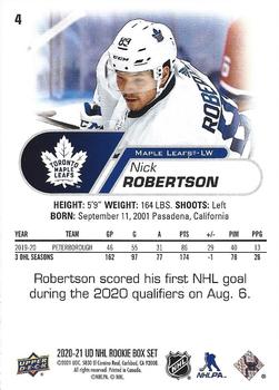 2020-21 Upper Deck NHL Star Rookies Box Set #4 Nick Robertson Back