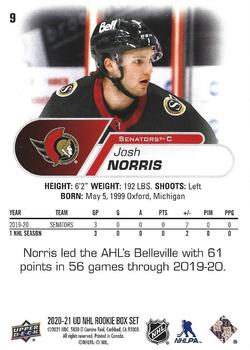 2020-21 Upper Deck NHL Star Rookies Box Set #9 Josh Norris Back
